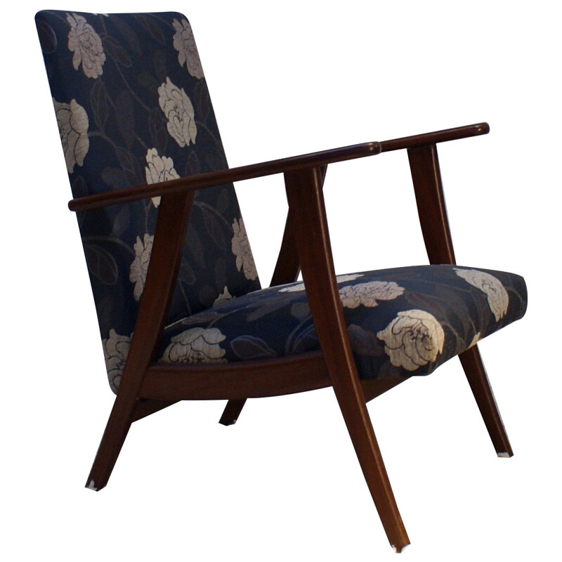 Vintage armchair in teak and fabric - 1950s