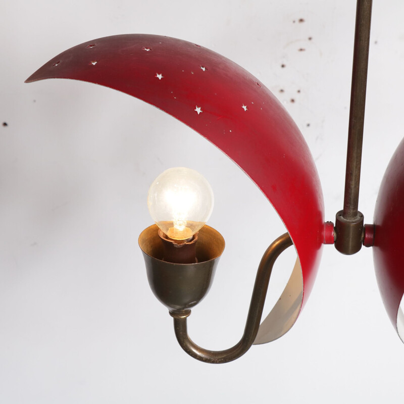 Vintage Danish red pendant lamp by Bent Karlby