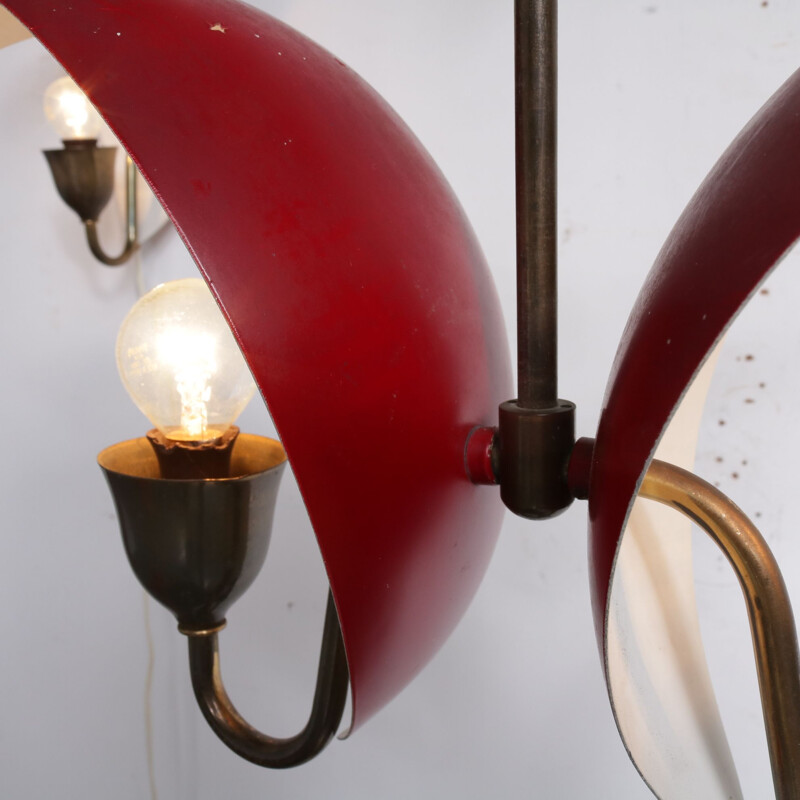 Vintage Danish red pendant lamp by Bent Karlby