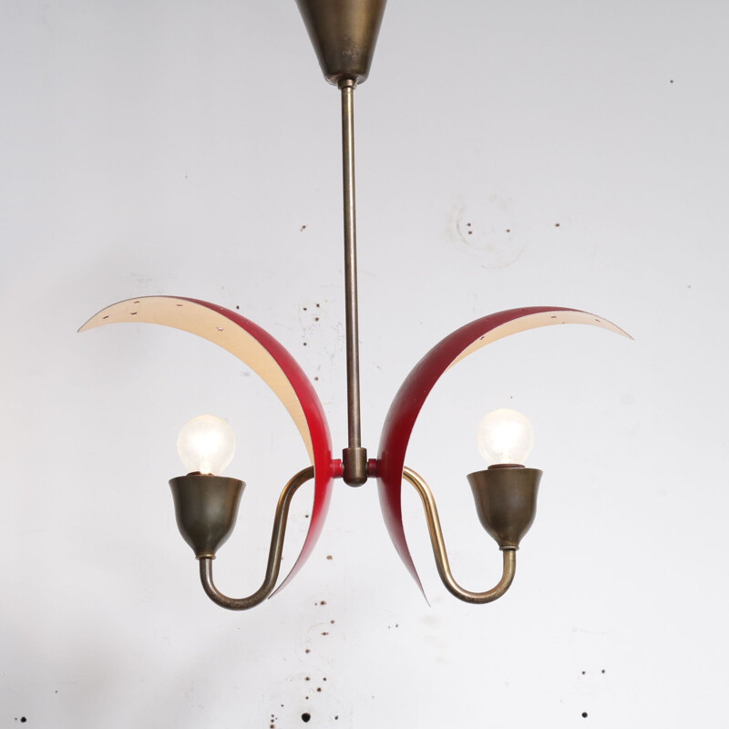 Vintage Danish red pendant lamp by Bent Karlby