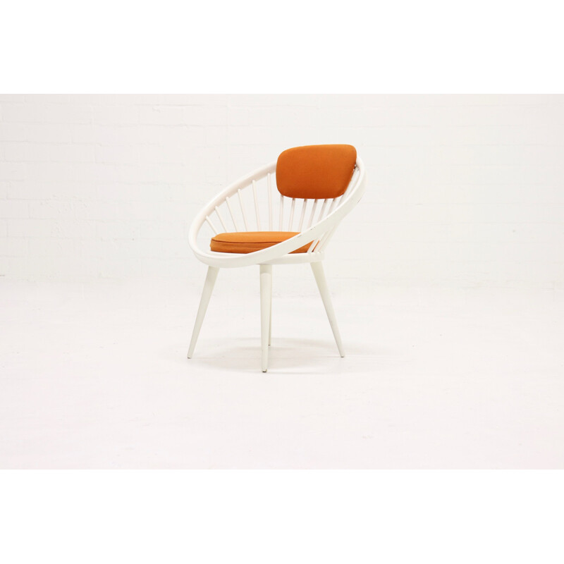 Vintage Swedish orange circle chair by Yngve Ekström for Swedese