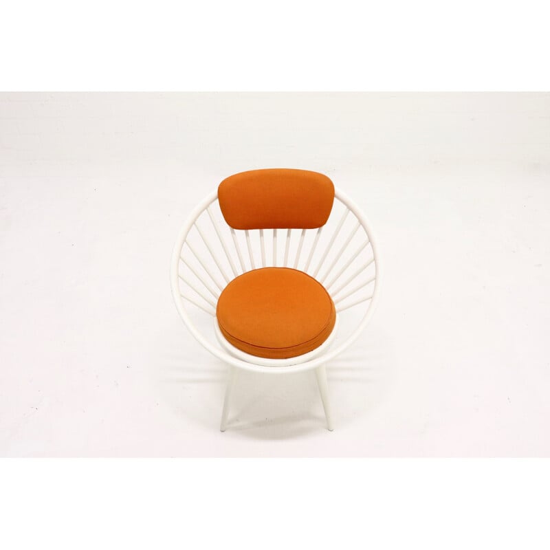 Vintage Swedish orange circle chair by Yngve Ekström for Swedese