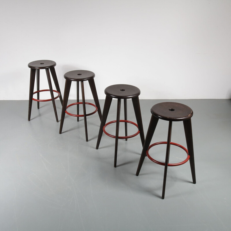 Set of 4 vintage stools by Jean Prouvé for Vitra