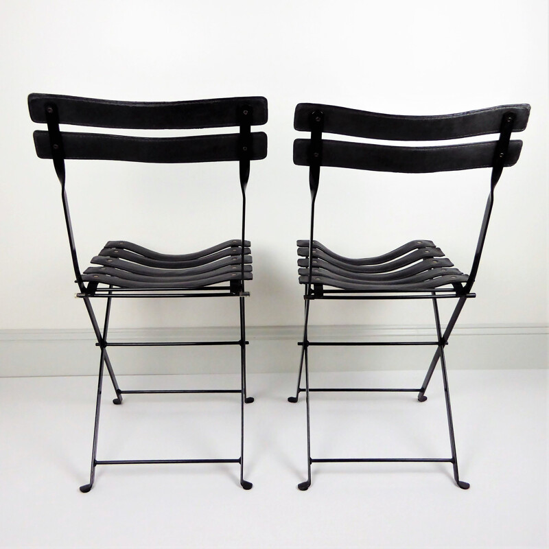 Paire de 2 chaises pliantes vintage du paquebot, France 1960
