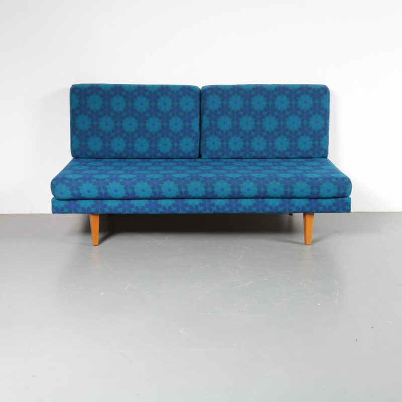 Vintage Dutch blue 3-seater sofa