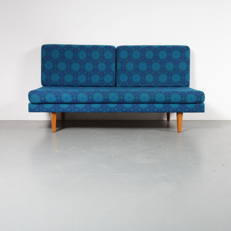 Vintage Dutch blue 3-seater sofa