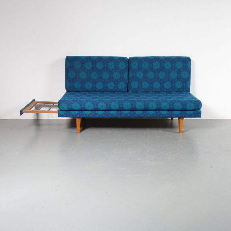 Vintage Dutch blue 3-seater sofa