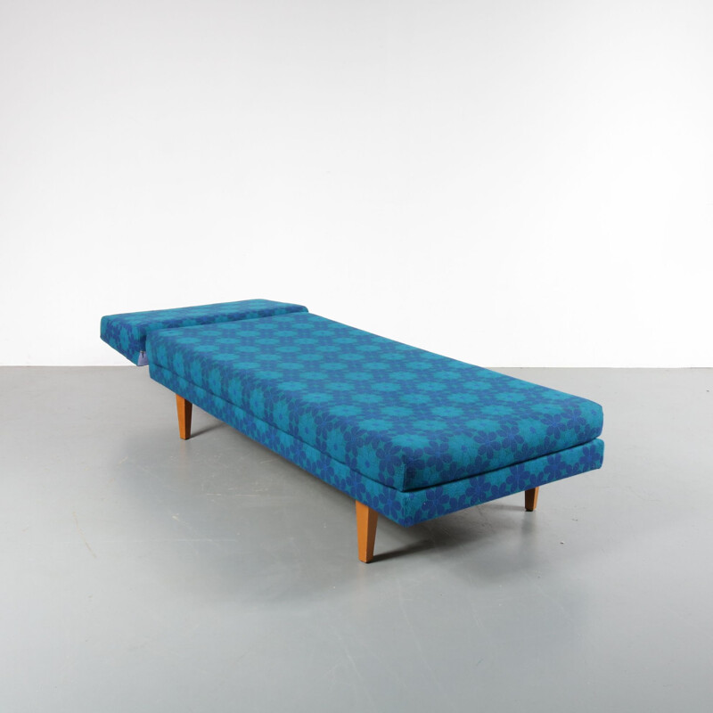 Vintage Dutch blue 3-seater sofa