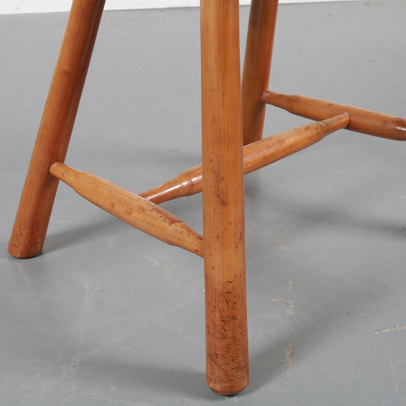 Set of 4 vintage Dutch dining chairs in birch wood