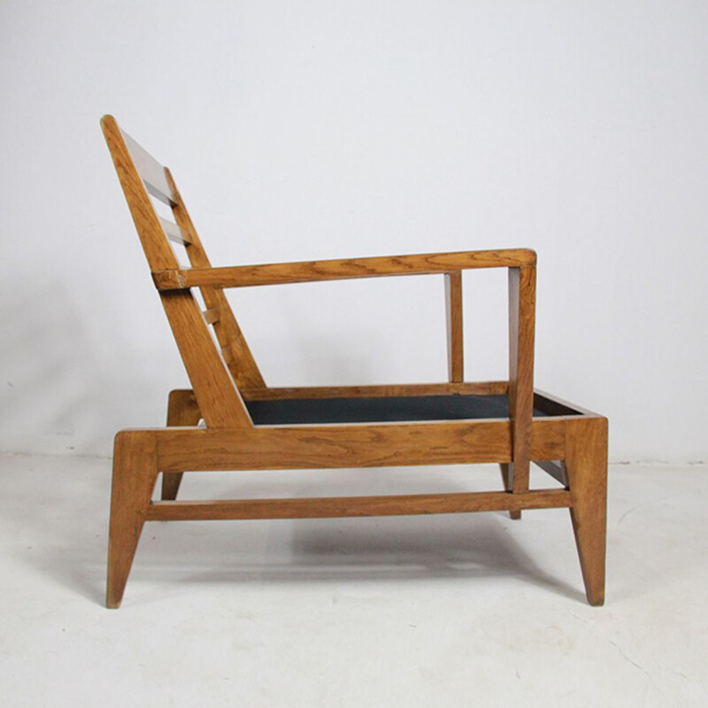 Vintage French armchair in oak by René Gabriel