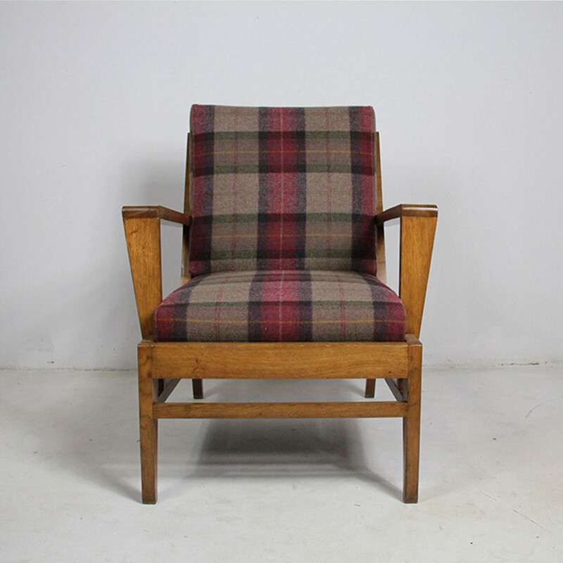 Vintage French armchair in oak by René Gabriel