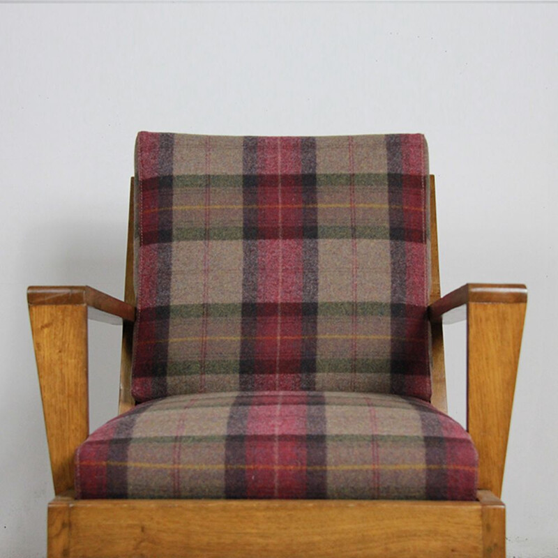 Vintage French armchair in oak by René Gabriel