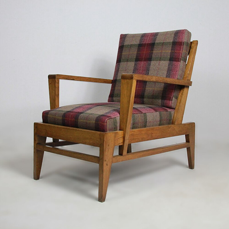 Vintage French armchair in oak by René Gabriel