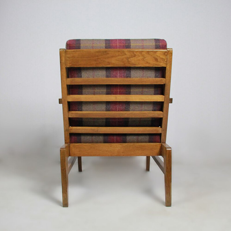 Vintage French armchair in oak by René Gabriel