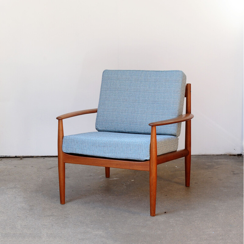 Vintage Scandinavian blue armchair by Grete Jalk for France and Son
