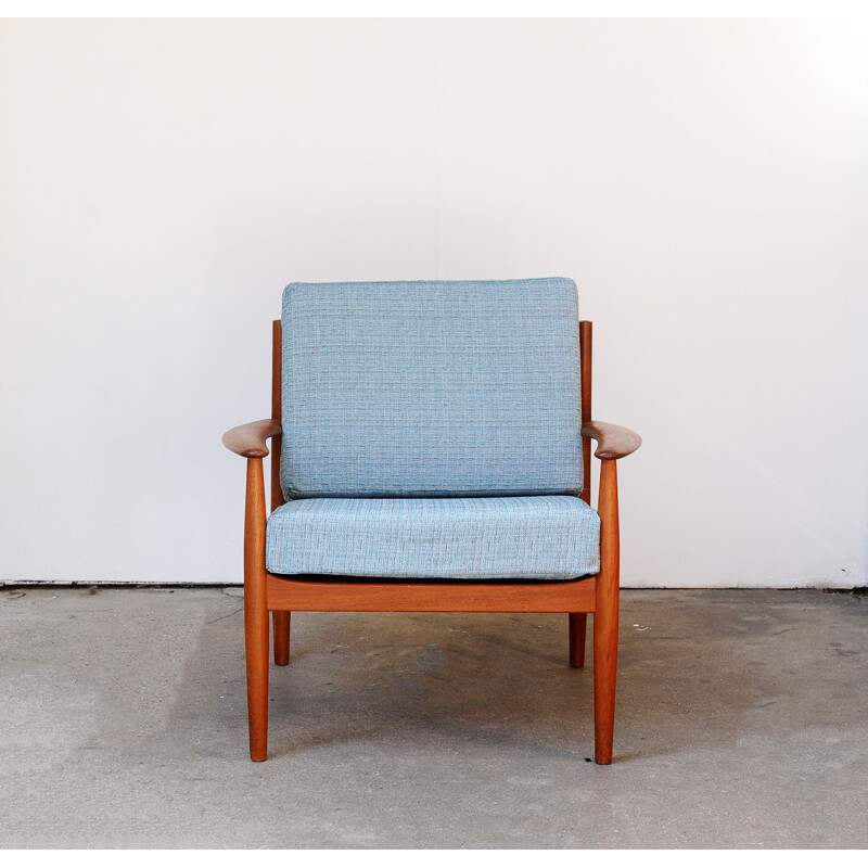 Vintage Scandinavian blue armchair by Grete Jalk for France and Son