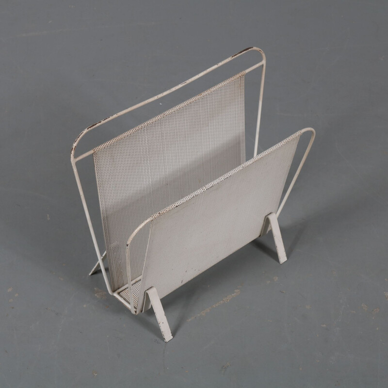 Vintage white magazine rack by Mathieu Matégot