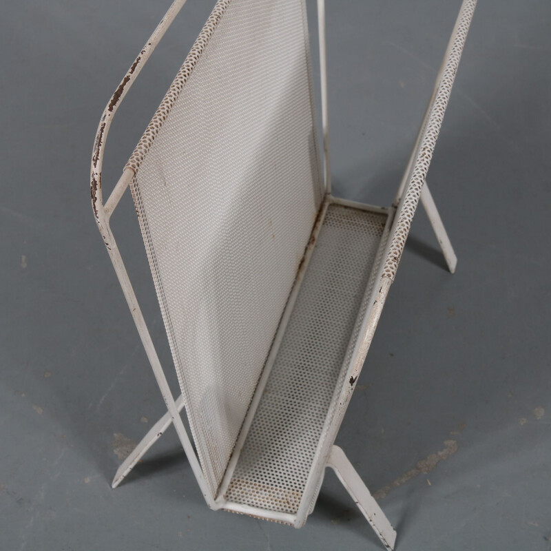 Vintage white magazine rack by Mathieu Matégot