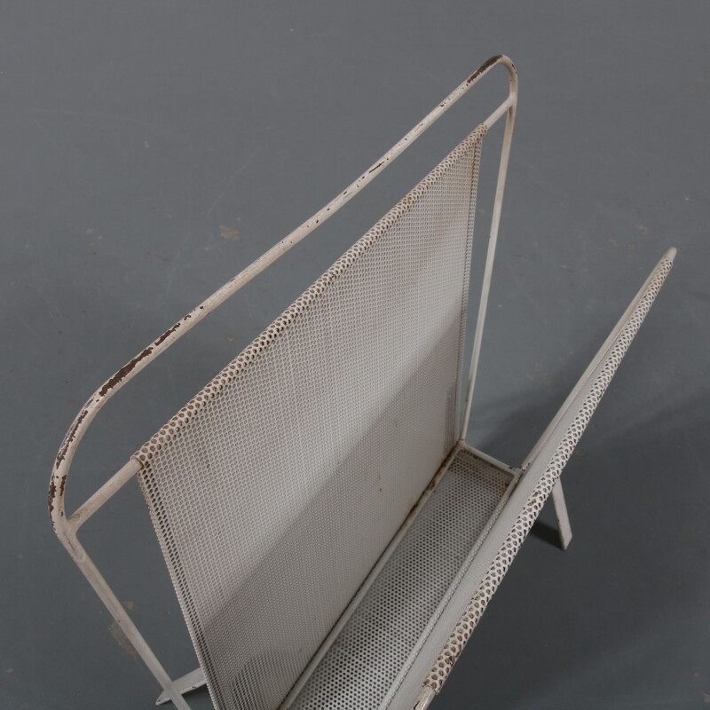 Vintage white magazine rack by Mathieu Matégot