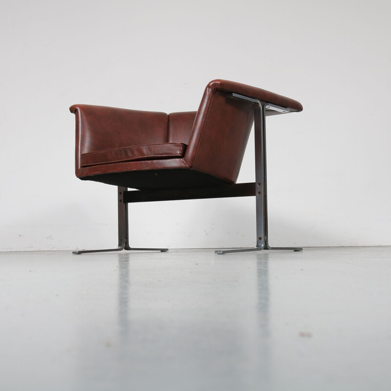 Vintage leather lounge chair by Geoffrey Harcourt