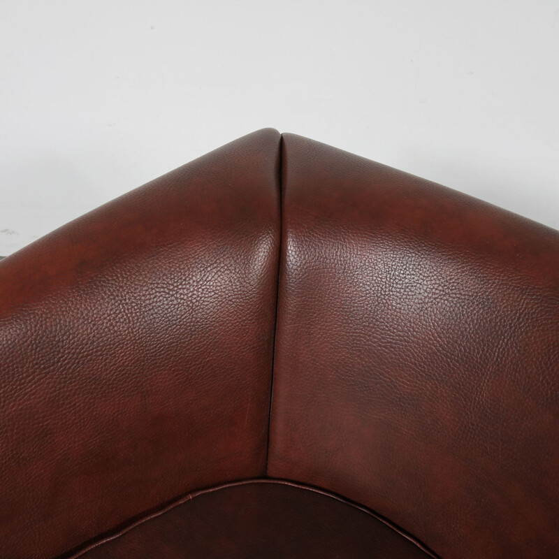 Vintage leather lounge chair by Geoffrey Harcourt