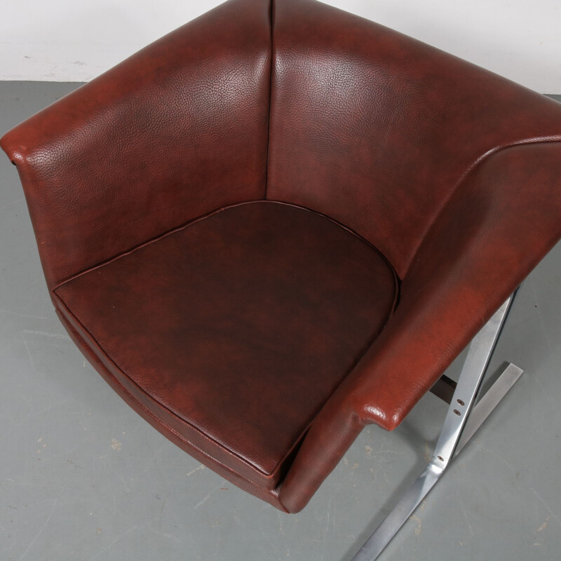 Vintage leather lounge chair by Geoffrey Harcourt