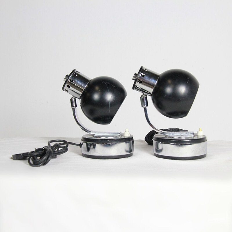 Pair of vintage black lamps by Goffredo Reggiani