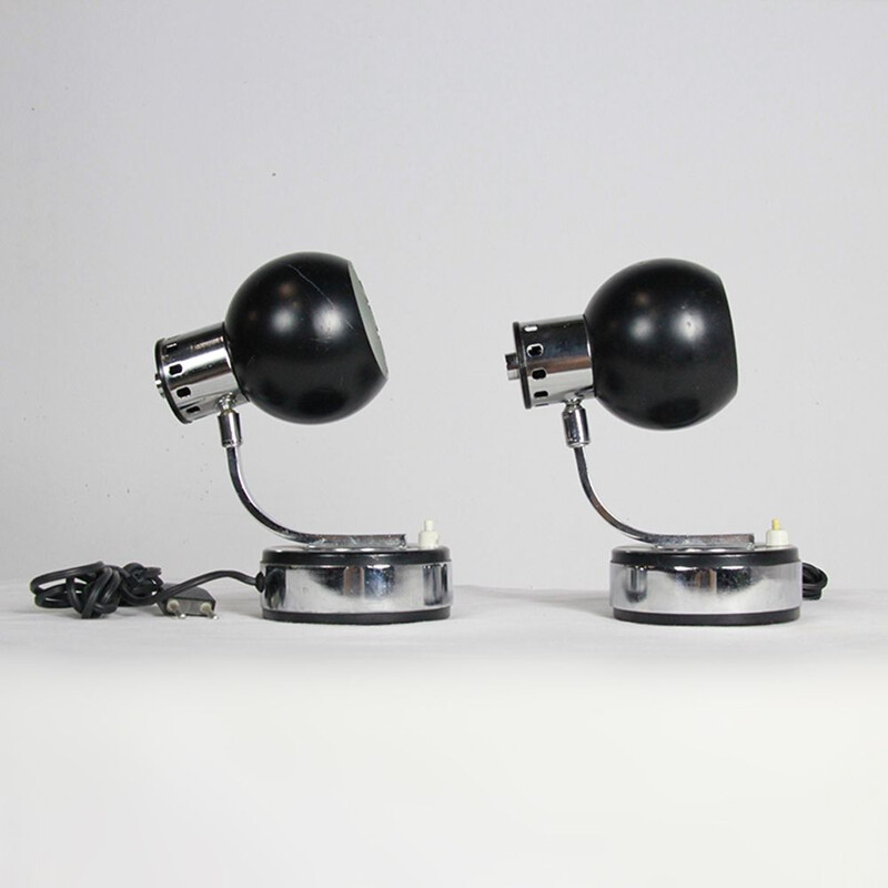Ein Paar schwarze Vintage-Lampen von Goffredo Reggiani