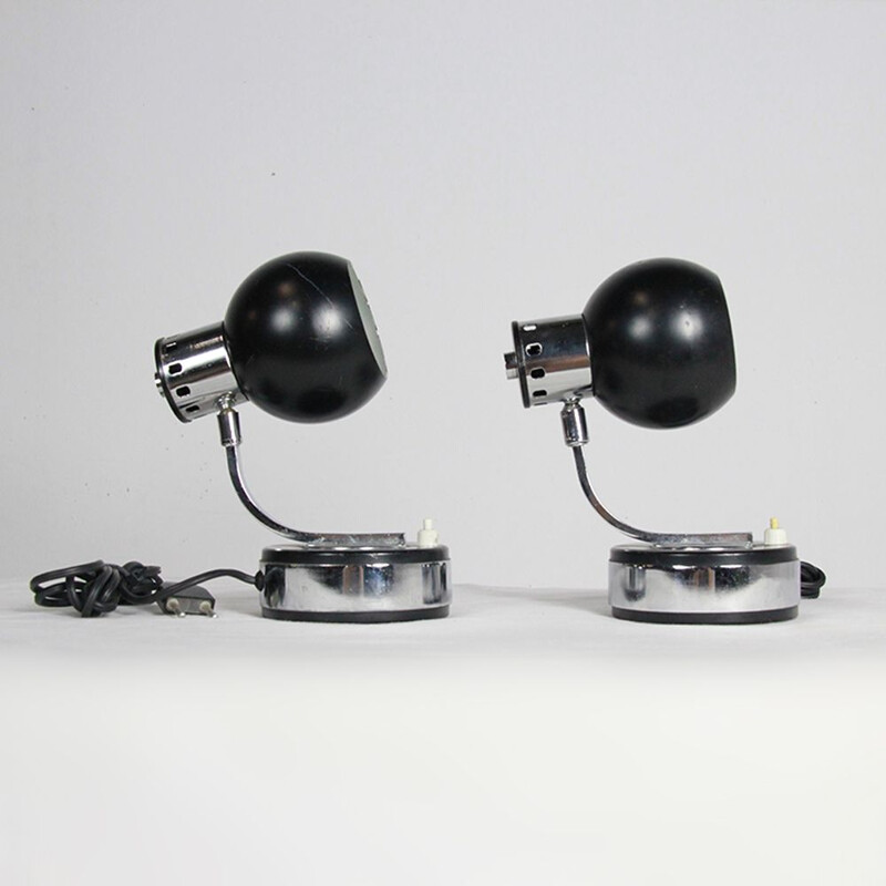 Pair of vintage black lamps by Goffredo Reggiani