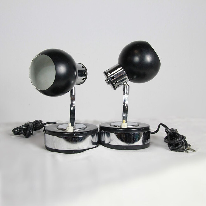Pair of vintage black lamps by Goffredo Reggiani