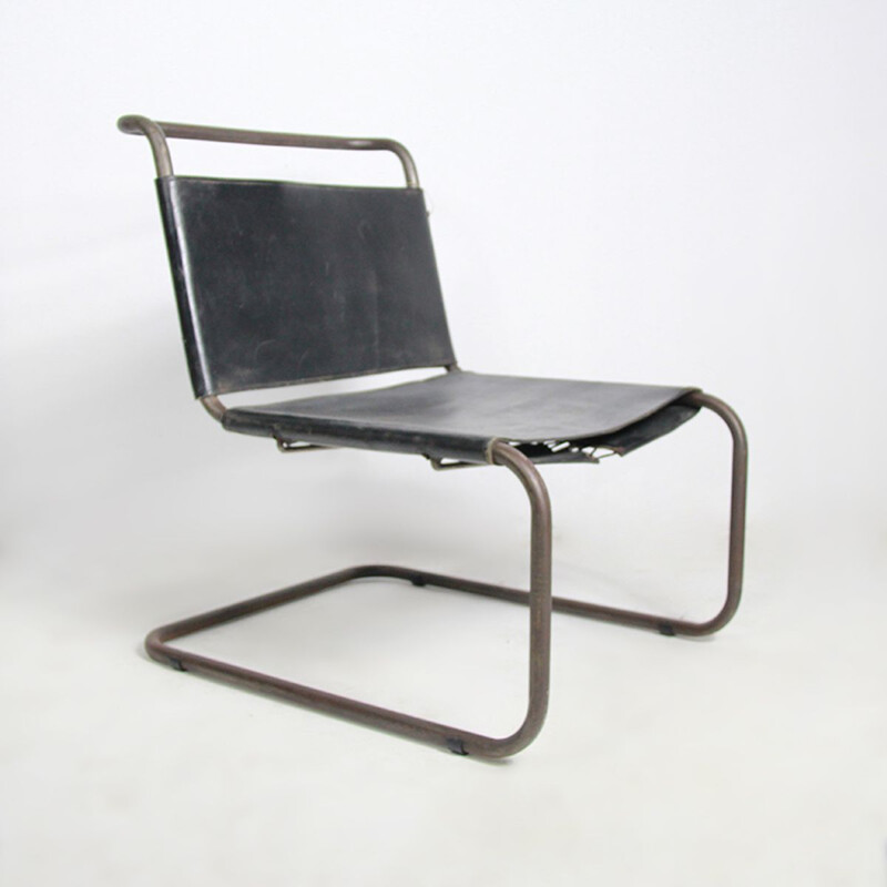 Fauteuil Bauhaus noir vintage en métal