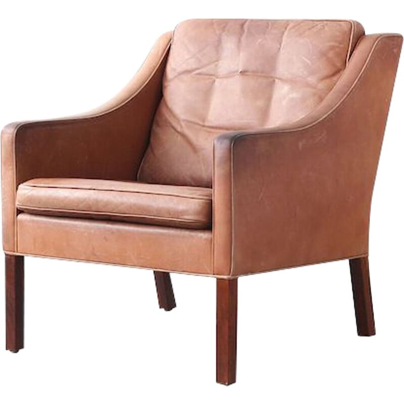 Paire de fauteuils vintage 2207 Fredericia Furniture en cuir et bois 1960