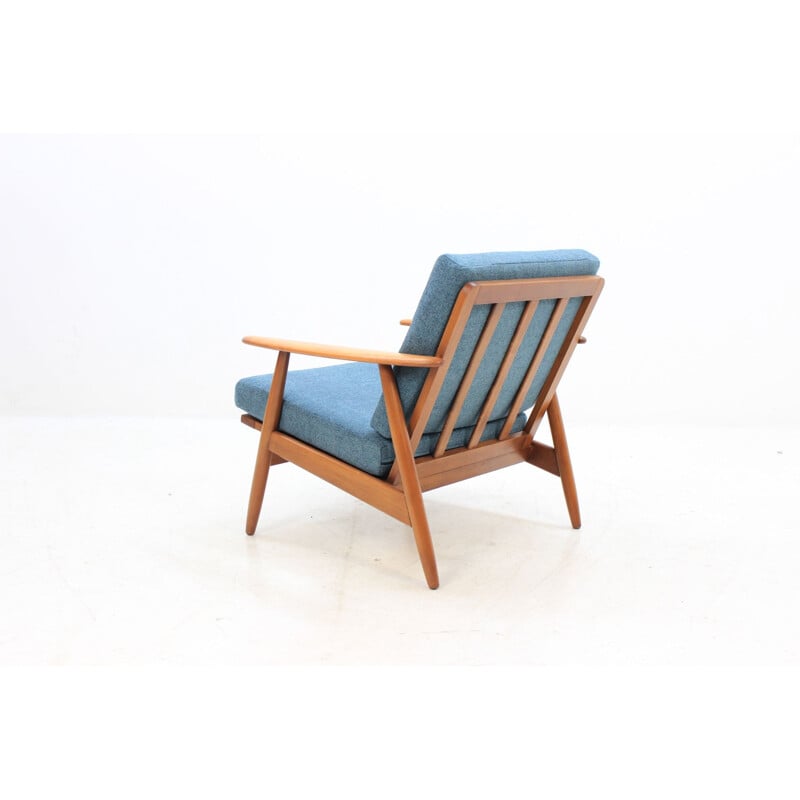 Vintage blue Danish armchair in beechwood