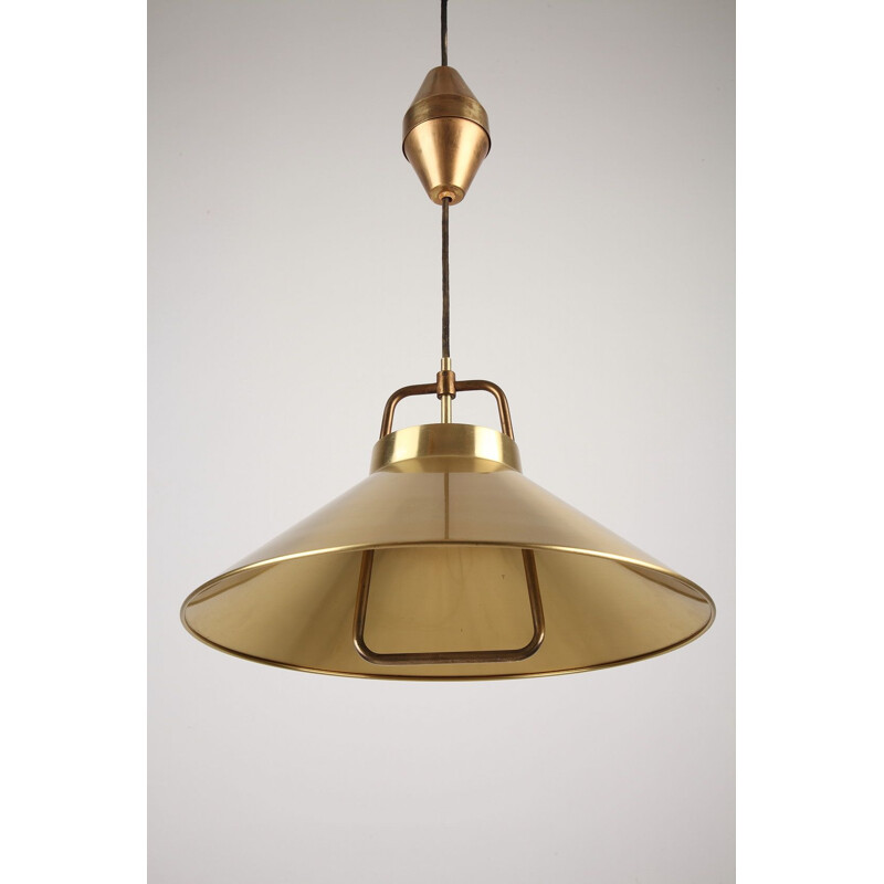 Vintage golden pendant light by Frits Schlegel for Lyfa