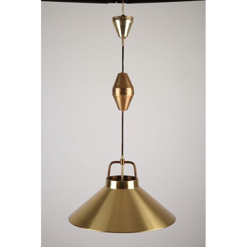 Vintage golden pendant light by Frits Schlegel for Lyfa