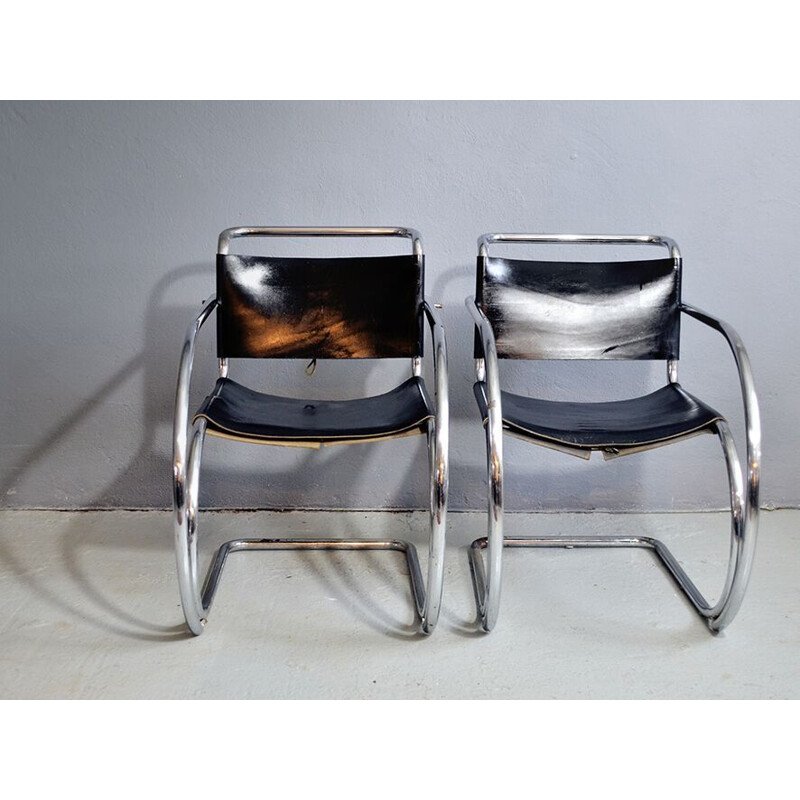 Paire de fauteuils MR20 vintage par Mies van der Rohe pour Knoll