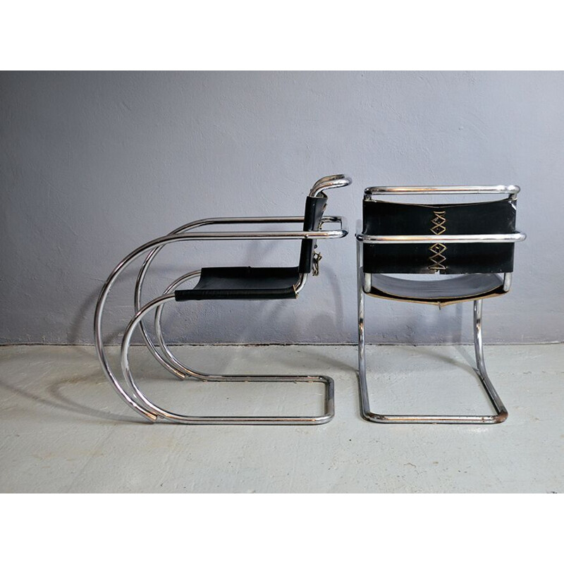 Pair of vintage MR20 armchairs by Mies van der Rohe for Knoll