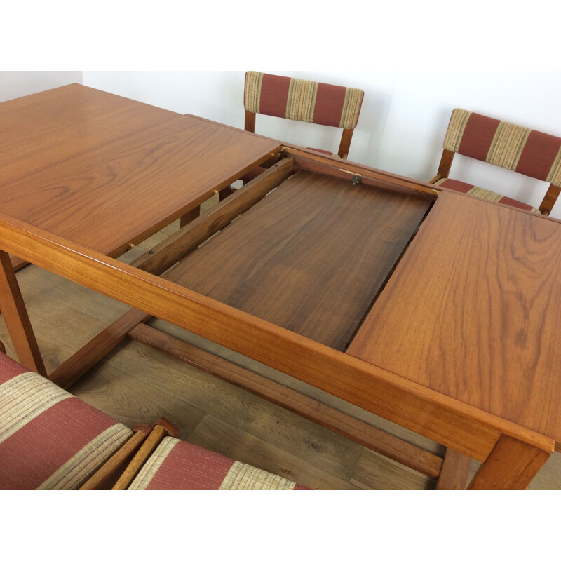 Set da pranzo vintage in teak di Uniflex, Bretagna 1960