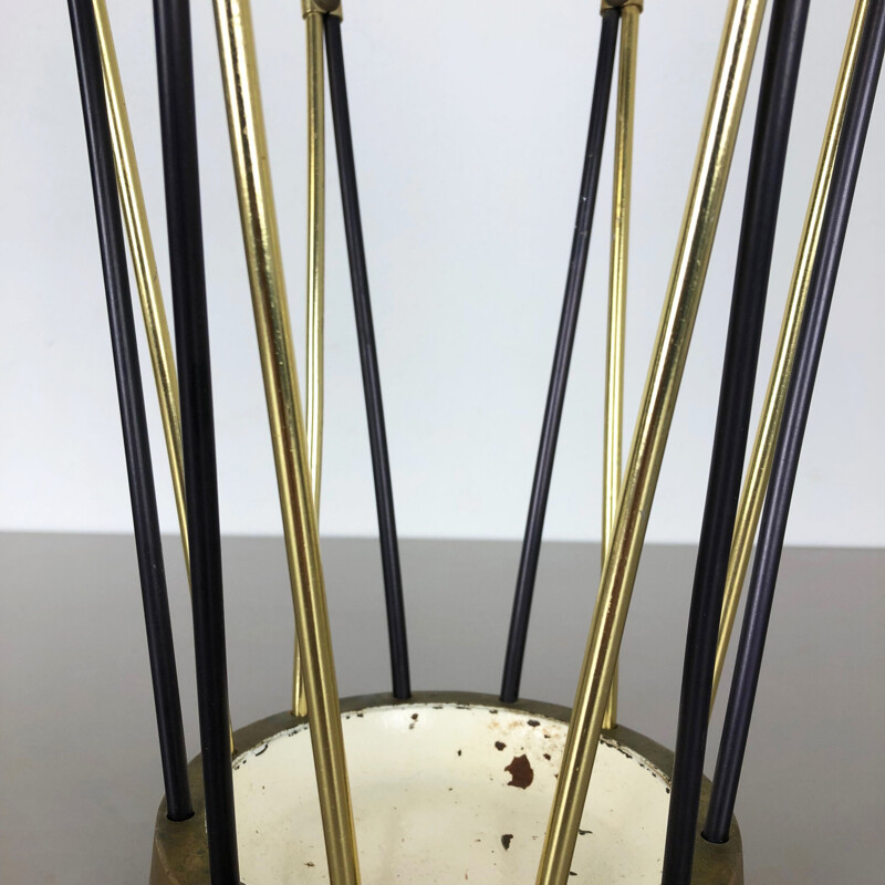 Original Vintage Metal Brass Modernist Umbrella Stand, Germany, 1950s