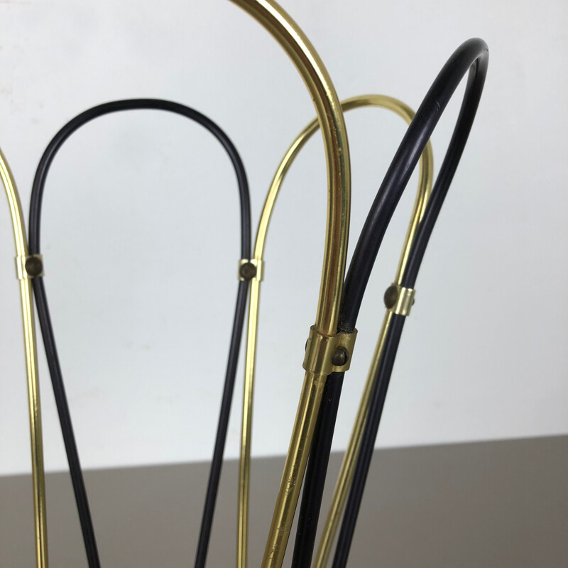 Original Vintage Metal Brass Modernist Umbrella Stand, Germany, 1950s