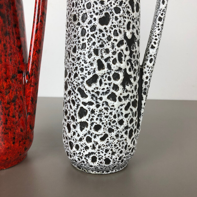 Two Vintage Fat Lava Glazed Vases by Scheurich Germany 1970s