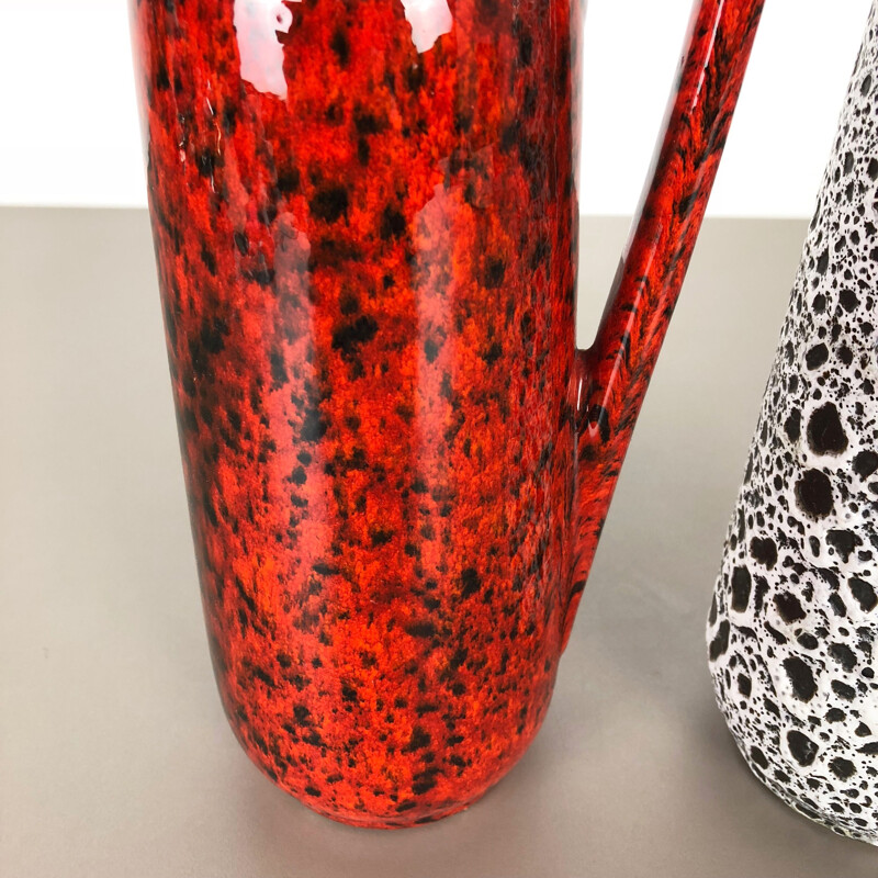 Two Vintage Fat Lava Glazed Vases by Scheurich Germany 1970s