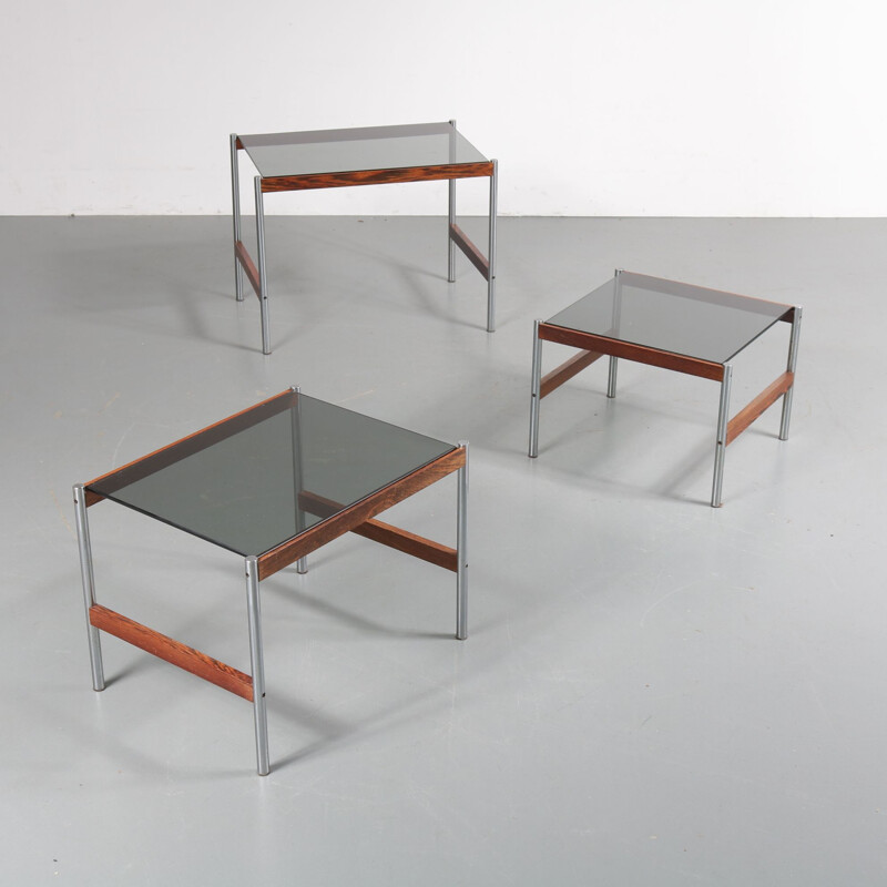 Nesting tables in glass and metal, Sven Ivar DYSTHE - 1960s