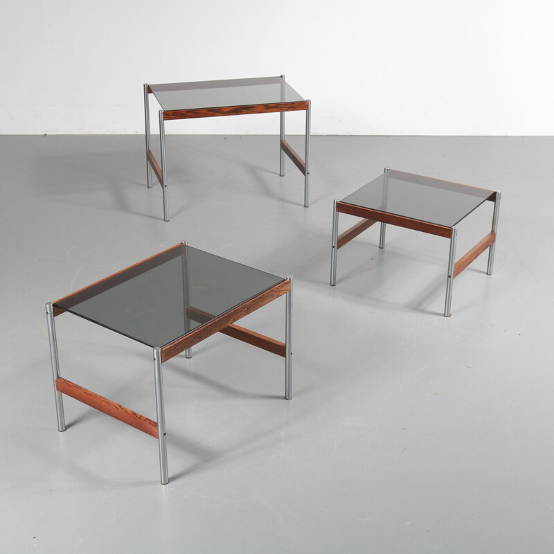 Tables gigognes en verre et métal, Sven Ivar DYSTHE - années 1960