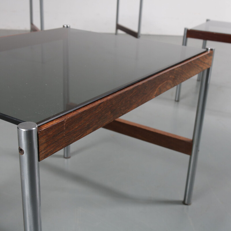 Nesting tables in glass and metal, Sven Ivar DYSTHE - 1960s