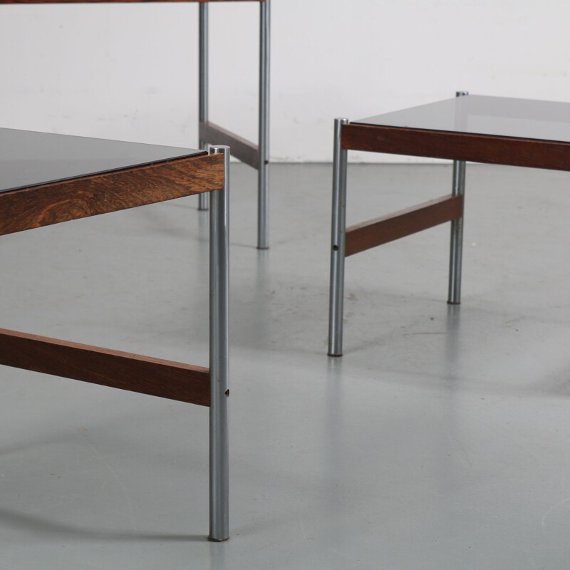 Nesting tables in glass and metal, Sven Ivar DYSTHE - 1960s