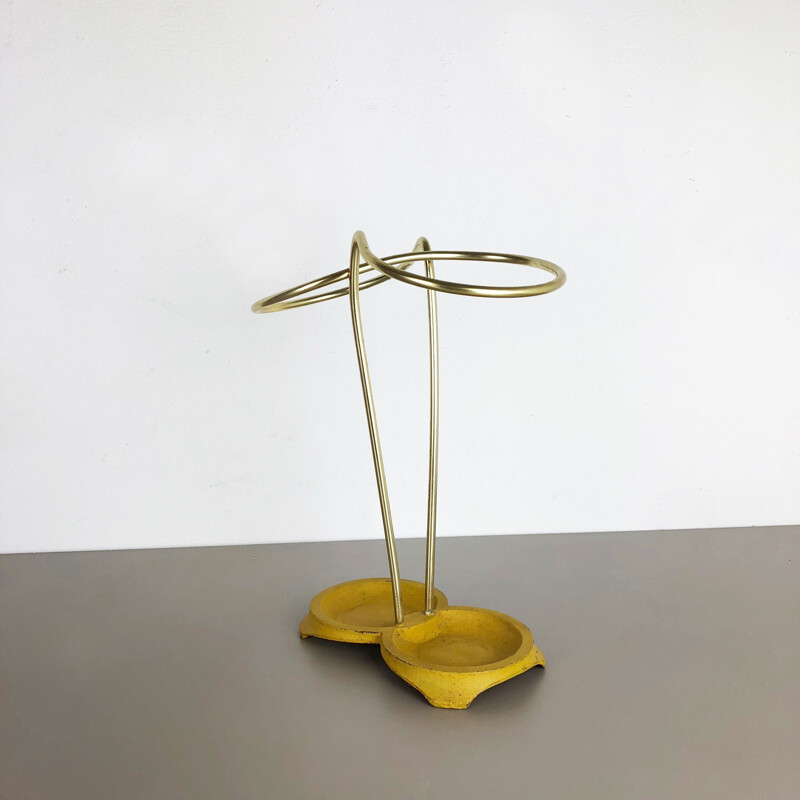 Vintage modernist brass umbrella stand, Germany 1950