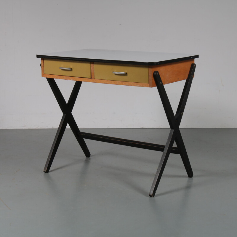 Small vintage wooden desk, Coen DE VRIES - 1950s