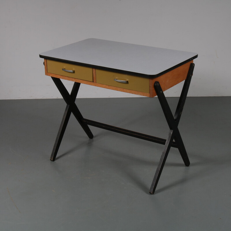 Small vintage wooden desk, Coen DE VRIES - 1950s