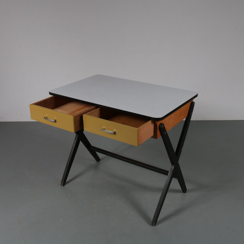 Small vintage wooden desk, Coen DE VRIES - 1950s